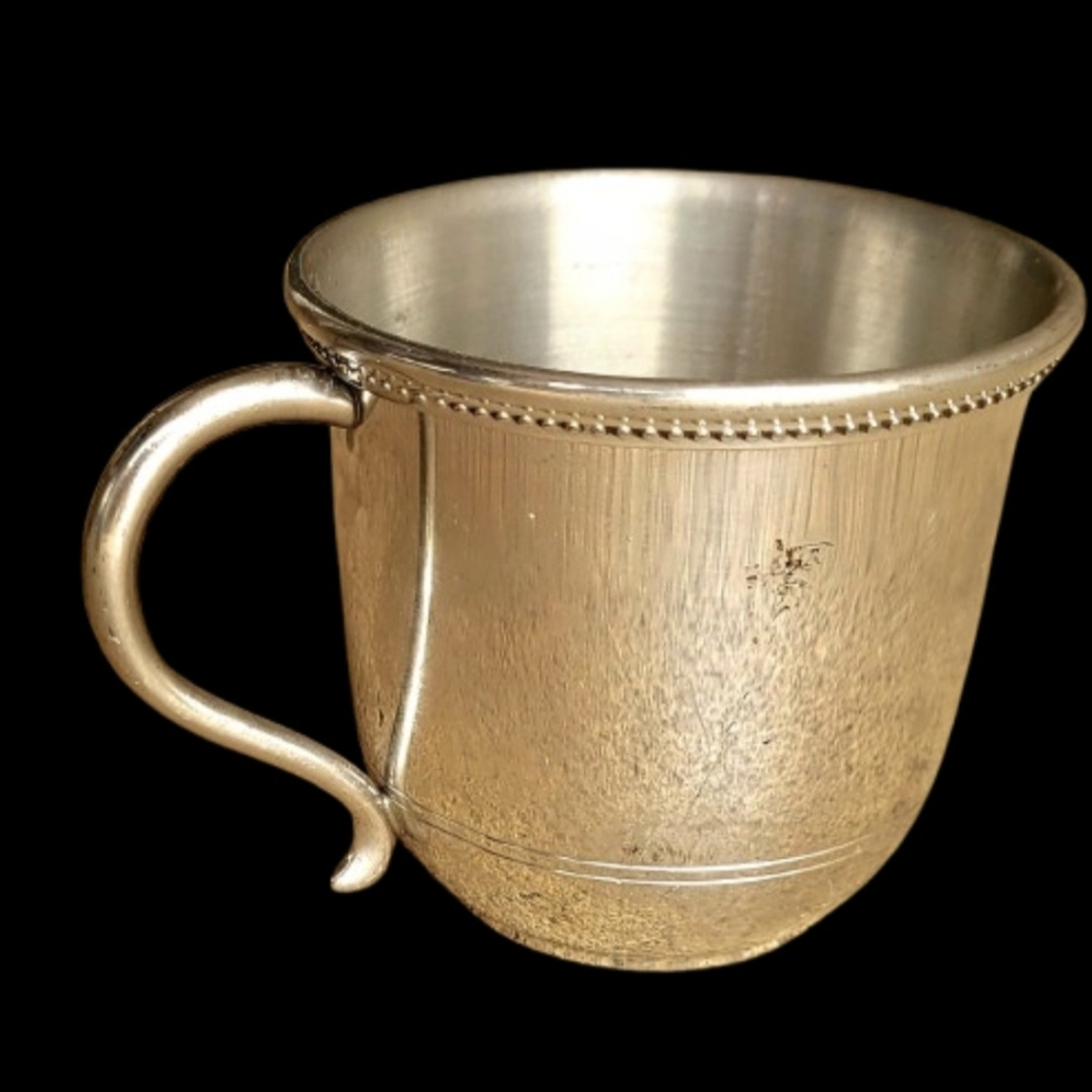 Vintage SALISBURY PEWTER'S HANDCRAFTED CUP, IMAGES OF AMERICA PEWTER WITH HANDLE